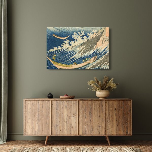 Obraz - Katsushika Hokusai, Fishing Boats at Choshi in Shimosa (Soshu Choshi) , reprodukcia (90x60 cm)