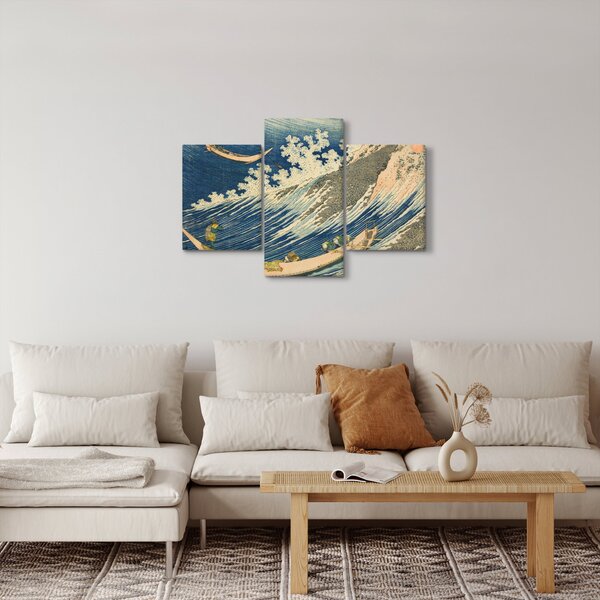 Obraz - Katsushika Hokusai, Fishing Boats at Choshi in Shimosa (Soshu Choshi) , reprodukcia (90x60 cm)
