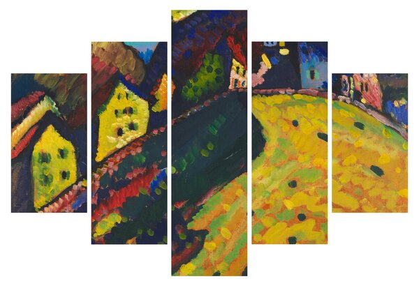 Obraz - Vasily Kandinsky, Houses at Murnau, reprodukcia (150x105 cm)