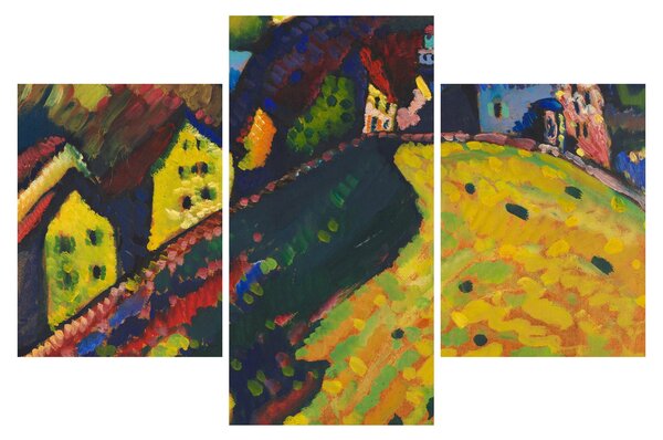 Obraz - Vasily Kandinsky, Houses at Murnau, reprodukcia (90x60 cm)