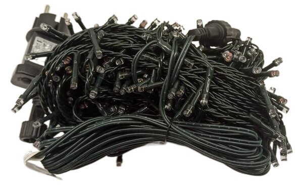 Vonkajšia LED vianočná reťaz, studená biela, 5m, 250 LED, so zábleskami alebo stále svietenie