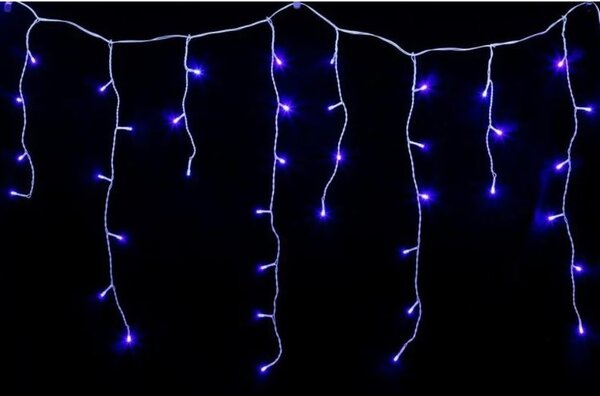 Vonkajší LED vianočný záves – modrá, 40 m, 1 500 LED, 8 programov, transparentný kábel