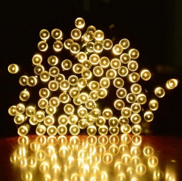 Vonkajšia LED vianočná reťaz, teplá biela, 10m, 500 LED, so zábleskami alebo stále svietenie