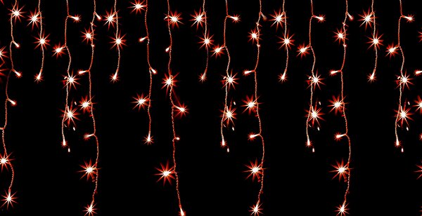 Vonkajší LED vianočný záves - červená, 10m, 500 LED, 8 programov