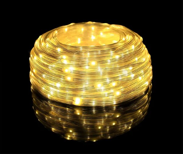 Vonkajšia svetelná vianočná reťaz s guľôčkovými diódami, teplá biela, 50m, 500 LED, 8 programov