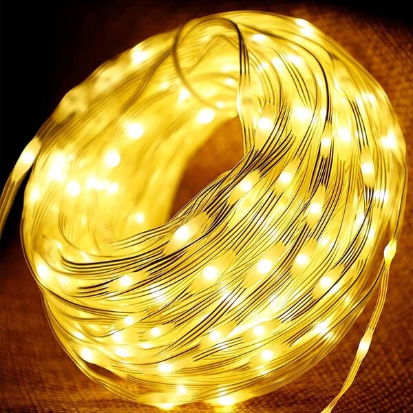 Vonkajšia svetelná vianočná reťaz s guľôčkovými diódami, teplá biela, 50m, 500 LED, 8 programov