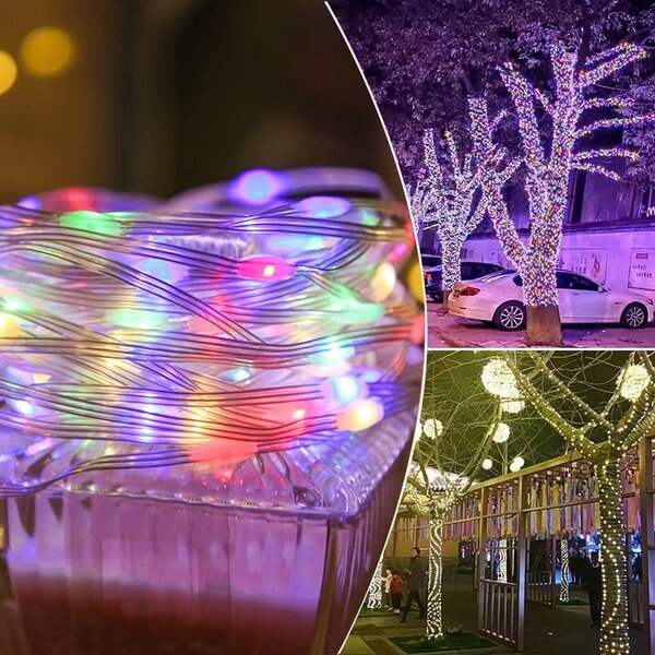 Vonkajší svetelný vianočný reťaz so šípkovými diódami, rôznofarebná, 50m, 500 LED, 8 programov