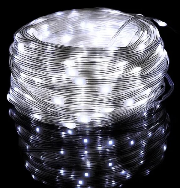 Vonkajší svetelná vianočná reťaz so šípkovými diódami, studená biela, 50m, 500 LED, 8 programov