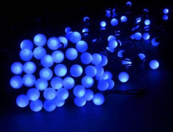 Vnútorná LED vianočná reťaz s guľôčkami - modrá, 5m, 40 LED