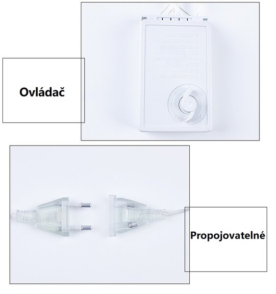 Vnútorný LED vianočný záves - Hviezdička v objatí mesiaca, 3m, 138 LED Farba: Rôznofarebná
