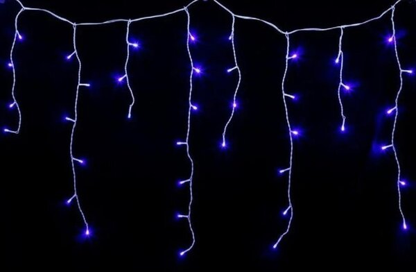 Vnútorný LED vianočný záves - modrý, stále svietiaci, 2,5m, 105 LED, prepojiteľný