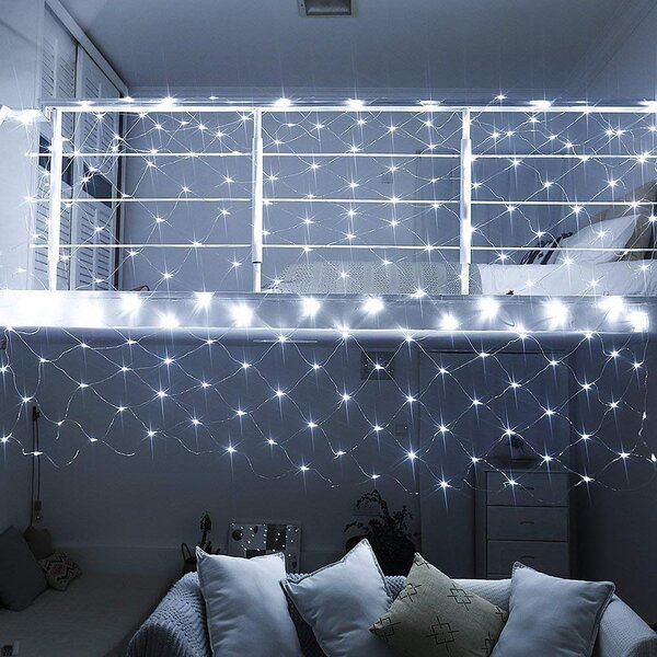 Vnútorná svetelná sieť, 2m*1m, 160 LED, studená biela, so zábleskami