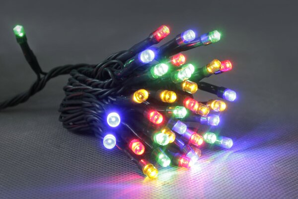 Vnútorná vianočná LED reťaz na batérie - rôznofarebná, 2 m, 20 LED