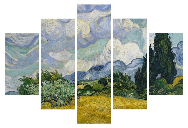 Obraz - Vincent van Gogh, Wheat Field with Cypresses, reprodukcia (150x105 cm)