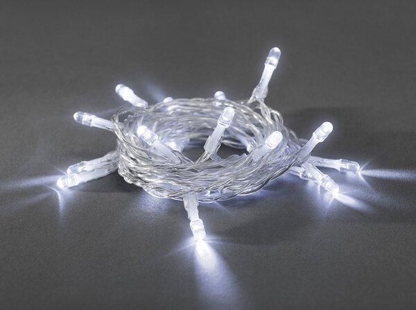 Vianočná LED reťaz do interiéru na batérie - studená biela, 2m, 20 LED, priehľadný kábel