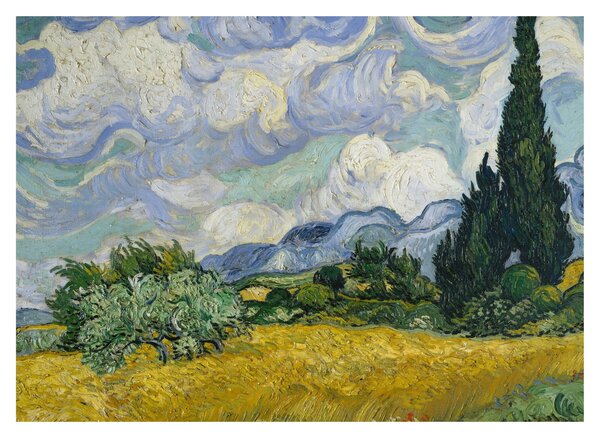 Obraz - Vincent van Gogh, Wheat Field with Cypresses, reprodukcia (70x50 cm)
