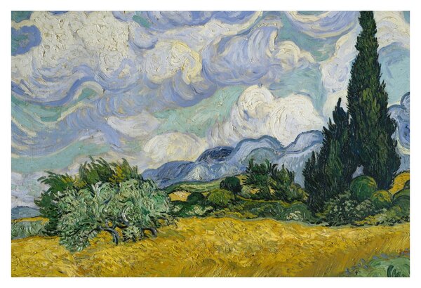 Obraz - Vincent van Gogh, Wheat Field with Cypresses, reprodukcia (90x60 cm)