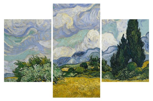 Obraz - Vincent van Gogh, Wheat Field with Cypresses, reprodukcia (90x60 cm)