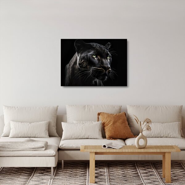 Sklenený obraz - Čierny panter (70x50 cm)