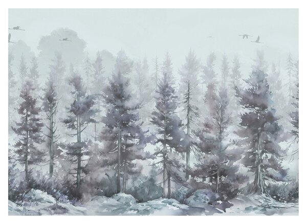 Sklenený obraz - Borovicový les II., aquarel (70x50 cm)
