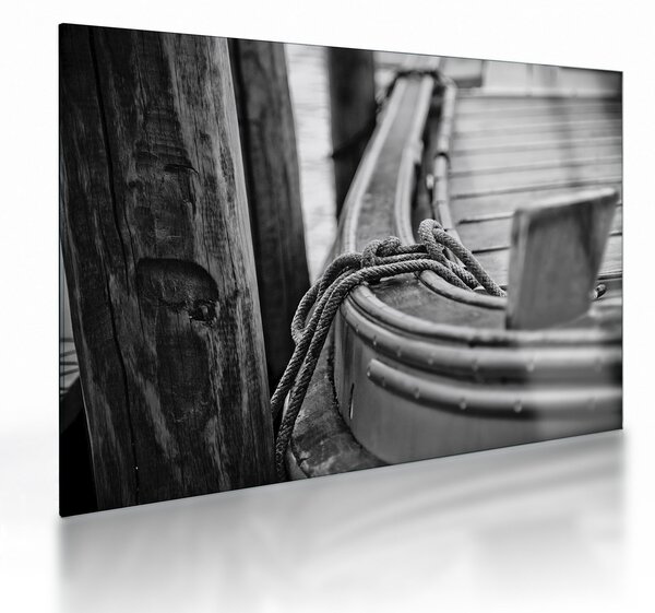 Sklenený obraz - Priviazaná loď (70x50 cm)