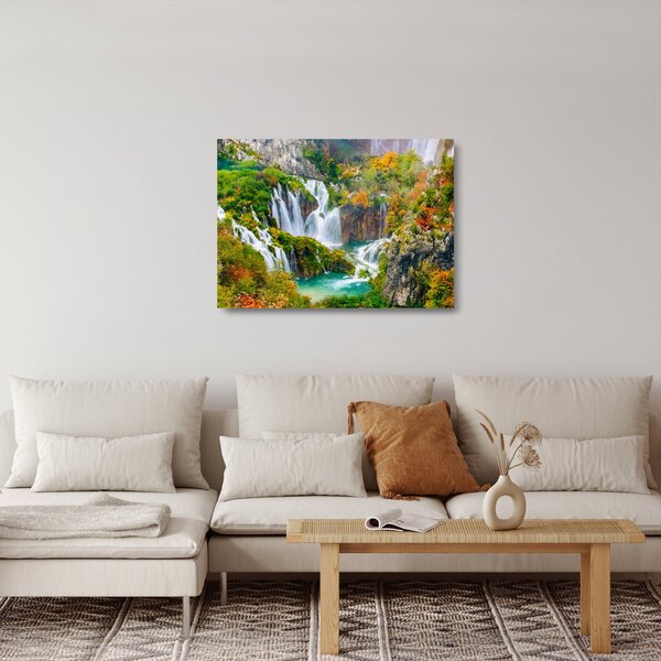 Sklenený obraz - Národný park Plitvické jazerá (70x50 cm)