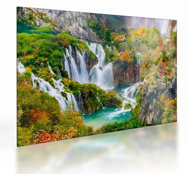 Sklenený obraz - Národný park Plitvické jazerá (70x50 cm)