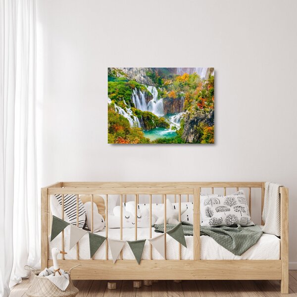 Sklenený obraz - Národný park Plitvické jazerá (70x50 cm)