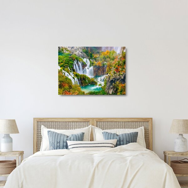 Sklenený obraz - Národný park Plitvické jazerá (70x50 cm)