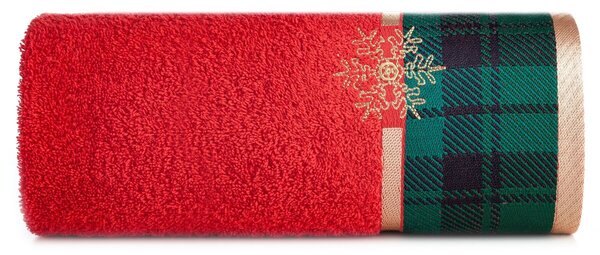 Bavlnený vianočný uterák so žakárovým okrajom Červená