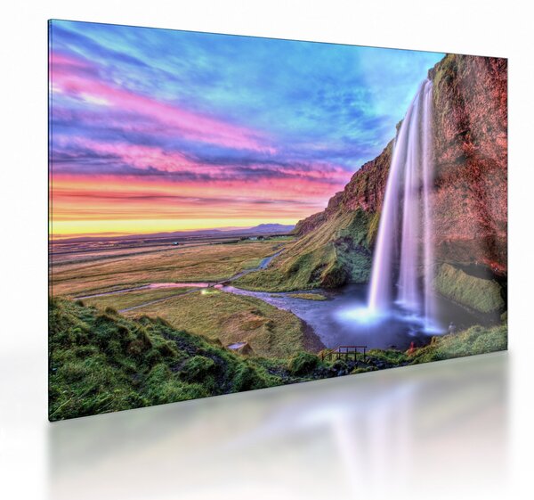 Sklenený obraz - Vodopád Seljalandsfoss (70x50 cm)