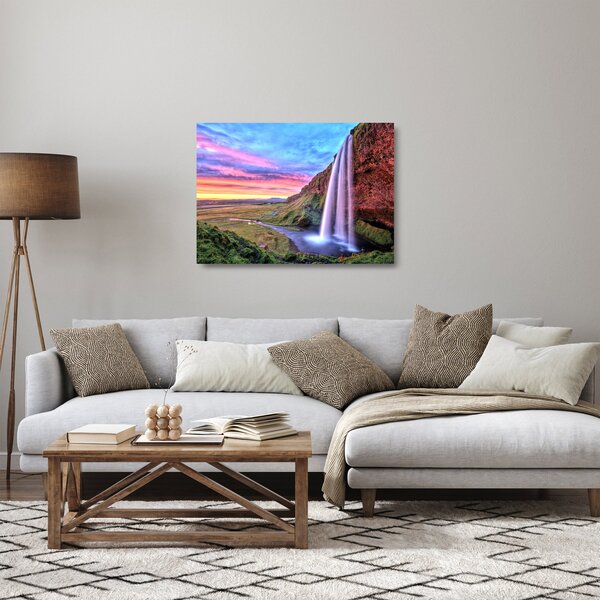 Sklenený obraz - Vodopád Seljalandsfoss (70x50 cm)