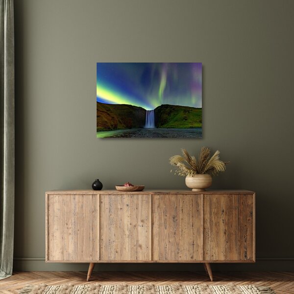 Sklenený obraz - Polárna žiara na Islande (70x50 cm)