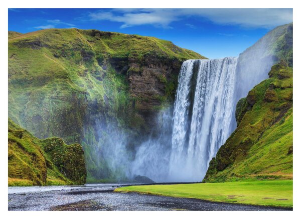 Sklenený obraz - Vodopád Seljalandsfoss (70x50 cm)