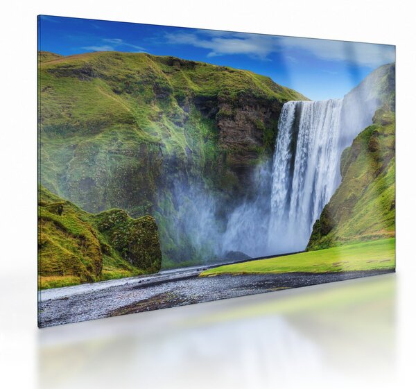 Sklenený obraz - Vodopád Seljalandsfoss (70x50 cm)