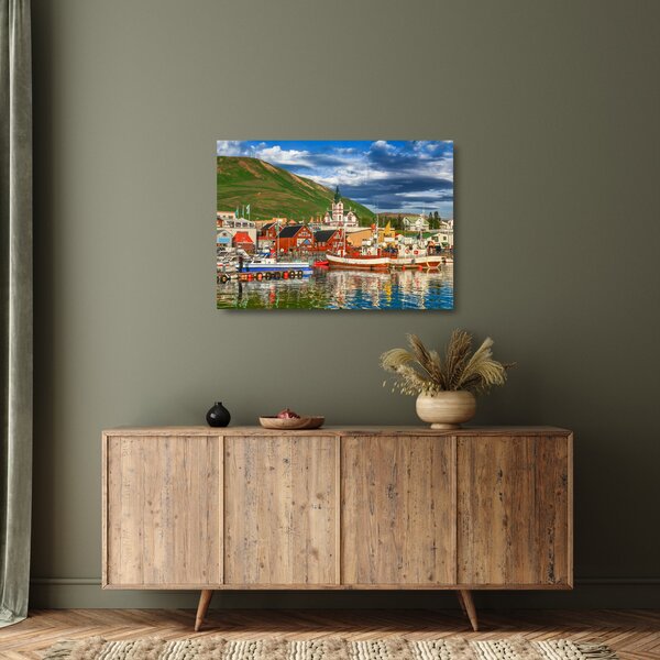Sklenený obraz - Húsavík (70x50 cm)