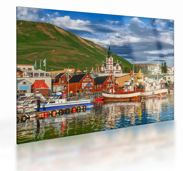 Sklenený obraz - Húsavík (70x50 cm)