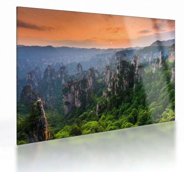 Sklenený obraz - Národný lesný park Zhangjiajie (70x50 cm)