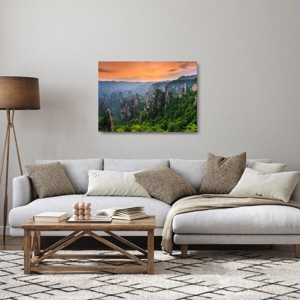 Sklenený obraz - Národný lesný park Zhangjiajie (70x50 cm)