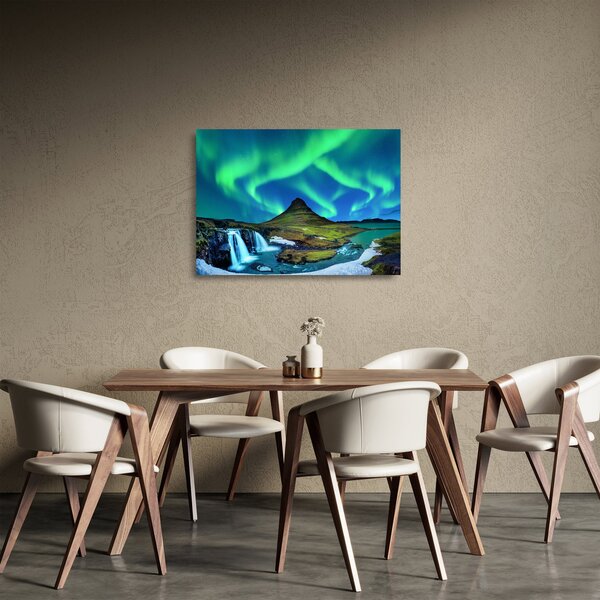 Sklenený obraz - Kirkjufell, Island (70x50 cm)