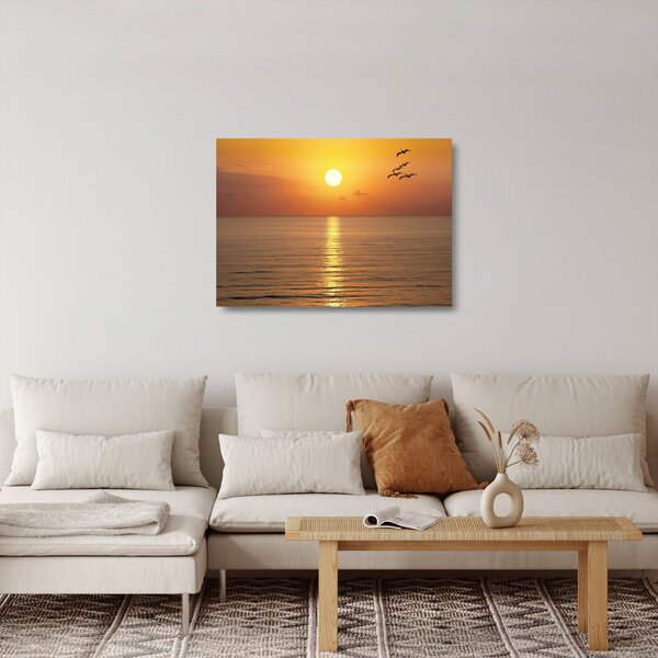 Sklenený obraz - Západ slnka nad oceánom (70x50 cm)
