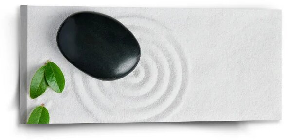 Sablio Obraz Listy a kameň - 110x50 cm