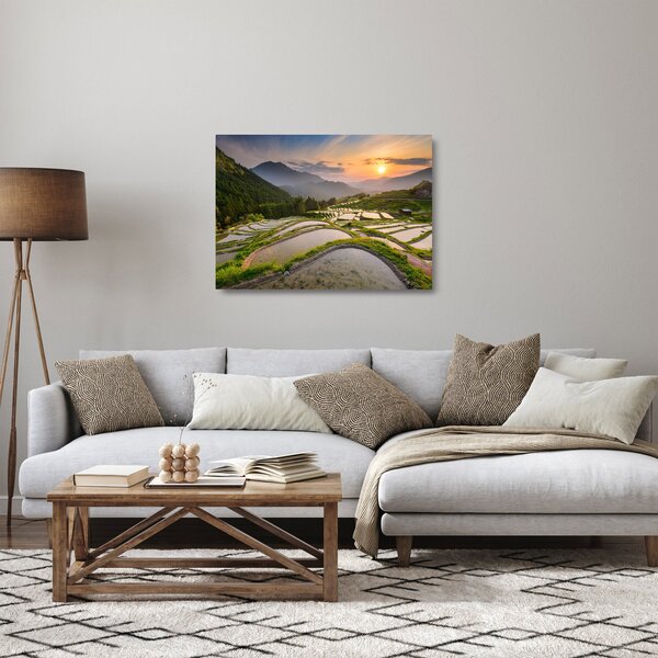 Sklenený obraz - Ryžové terasy (70x50 cm)