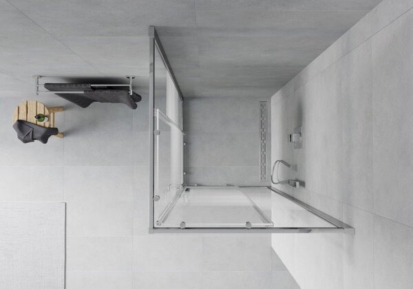 Mexen Rio štvorcová sprchová kabína 70 x 70 cm, biele pruhy, chróm - 860-070-070-01-20