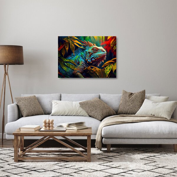 Sklenený obraz - Farebný leguán (70x50 cm)