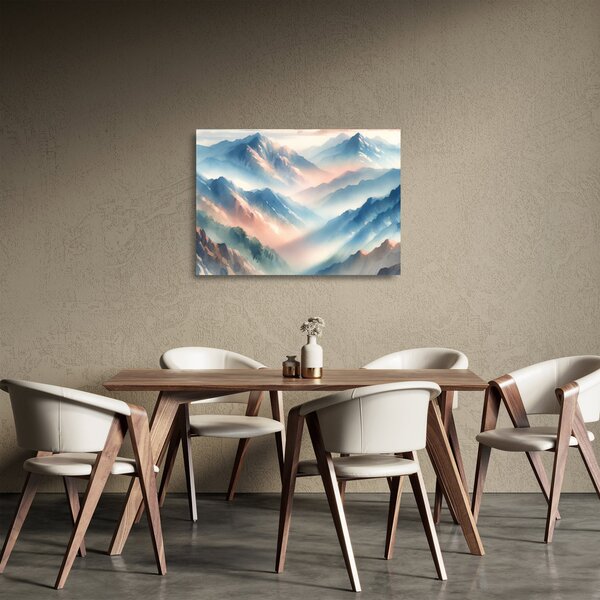 Sklenený obraz - Akvarelové hory (70x50 cm)