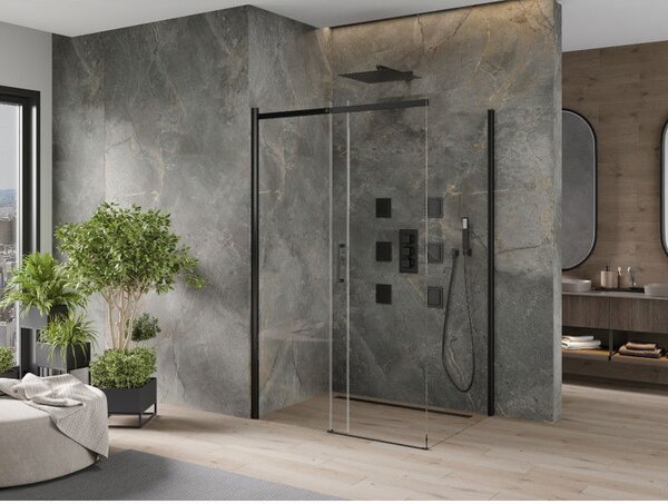 Mexen Omega posuvná sprchová kabína 100 x 70 cm, transparentná, čierna - 825-100-070-70-00