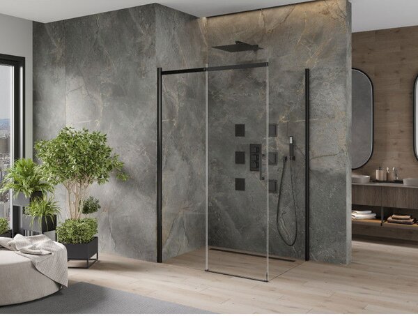 Mexen Omega posuvná sprchová kabína 100 x 70 cm, transparentná, čierna - 825-100-070-70-00