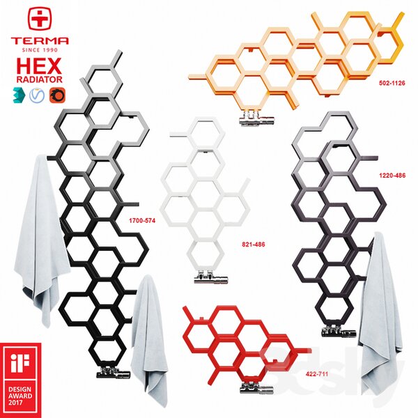 DK Terma Hex 821x486 vodný radiátor Bright Copper ZX