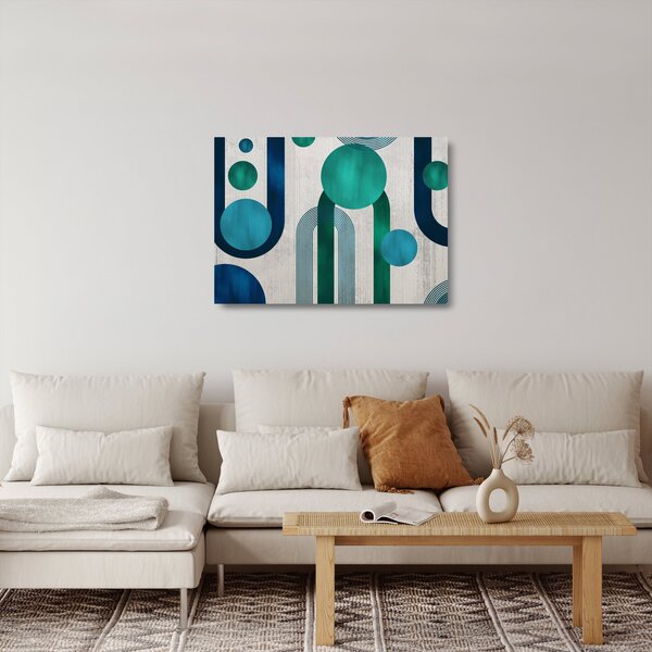 Sklenený obraz - Čiary a kruhové tvary (70x50 cm)